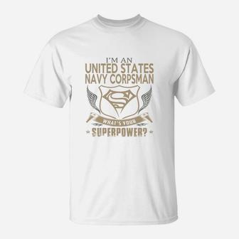 United States Proud Us Navy Corpsman Veteran American Flag T Shirt