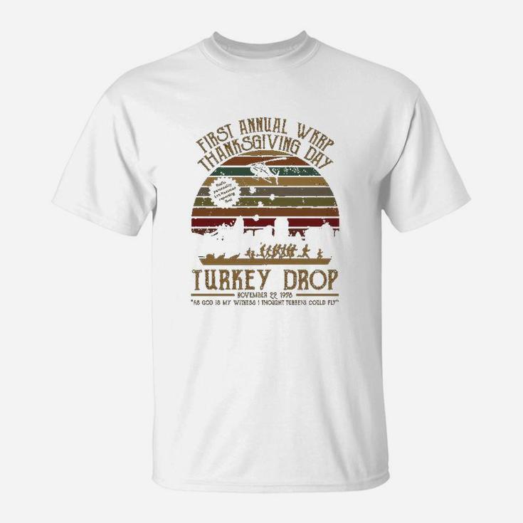 First Annual Wkrp Thanksgiving Day Turkey Drop Vintage T Shirt Seseable