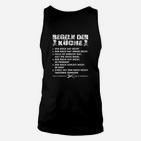 Lustiges Schwarzes Unisex TankTop mit Küchenregeln-Aufdruck, Humorvolle Kleidung