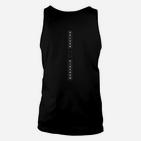 Modernes Herren Unisex TankTop in Schwarz mit Vertikalem Schriftzug