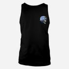 Schwarzes Herren Unisex TankTop Totenkopf-Design in Blau und Weiß, Stilvolles Mode