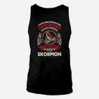 Schwarzes Unisex TankTop mit Skorpion-Design und Spruch, Grafikshirt