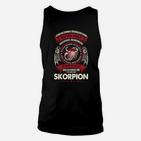 Schwarzes Unisex TankTop mit Skorpion-Motiv & Spruch: Gutes Herz, Scharfer Stachel