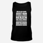 August-Geburtstag Unisex TankTop, Schwarzes August-Mann Herz auf der Zunge Motiv