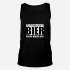 Badminton und Bier Motto Unisex TankTop Darum bin ich hier für Herren in Schwarz