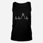 EKG Bergsilhouette Schwarzes Unisex TankTop für Herren, Naturverbundenes Design