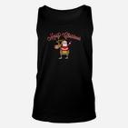 Frohe Weihnachten Santa & Rentier Grafik Schwarzes Unisex TankTop, Festliches Design