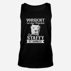 Humorvolles Staffy Unisex TankTop, Vorsicht Frauchen, Harmloser Hund