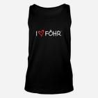 I Love Föhr Schwarzes Unisex TankTop, Herz & Inselmotiv Design