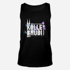 Kölle Brudi Unisex TankTop: Stadtsilhouette & Spruch-Design, Schwarzes Tee