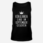 Königinnen September Geburtstag Unisex TankTop mit Krone, Damen Schwarz