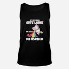 Lustiges Einhorn Unisex TankTop 'Gute Laune Definition', Schwarzes Spaß-Unisex TankTop