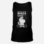 Lustiges Fitness-Unisex TankTop Installiere Muskeln, Cartoon-Design für Herren, Schwarz