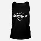 Mittlere Schwester Unisex TankTop, Herz & Stern Design, Schwarz