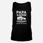 Papa und Sohn Herz an Herz Schwarz Unisex TankTop mit Motivspruch