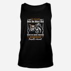 Schwarzes Biker-Unisex TankTop mit Motorrad-Spruch, Motorradfahrer-Design