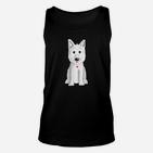 Schwarzes Cartoon-Hund Unisex TankTop mit Rotem Halsband, Lustiges Tee