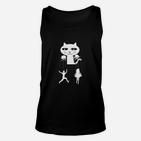 Schwarzes Herren Unisex TankTop Vampir-Katze Cartoon-Design, Lustiges Tee