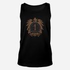 Schwarzes Herren-Unisex TankTop, Vintage Kompass & Löwenwappen Design