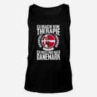 Schwarzes Unisex TankTop Ich muss nach Dänemark Motiv, Therapie-Spruch