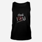 Schwarzes Unisex TankTop mit Godi Herz & Gitarren-Print für Musikliebhaber