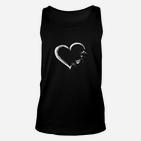 Schwarzes Unisex TankTop mit Herzlinien-Design, Modisches Tee für Liebe