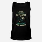 Schwarzes Unisex TankTop mit Landschaftsgärtner-Design und französischem Spruch