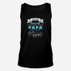 Schwarzes Unisex TankTop, Papa und seine Kinder Schutz, Lustiges Familien Tee