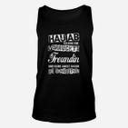 Schwarzes Unisex TankTop Verrückte Freundin Spruch, Humorvolles Partner-Unisex TankTop