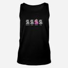 Schwarzes Unisex TankTop Vier Pandas Motive - Aggressiv bis Güte