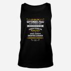 September-Frau Geburtstag Unisex TankTop mit Motivspruch, Stilvoll Feiern