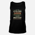 Stolzer Sohn Mutter Spruch Unisex TankTop in Schwarz, Familienmotiv Tee