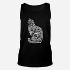 Tribal Katzen Design Schwarzes Herren Unisex TankTop in Weiß