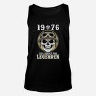 Vintage 1976 Motorrad-Schädel Unisex TankTop, Legenden Geburt, Schwarz