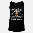 Welsh Terrier Damen-Unisex TankTop: Nie Unterschätzen, Frau mit Welsh Terrier