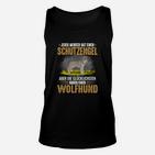 Wolfhund Schutzengel Schwarzes Unisex TankTop, Spruch für Hundeliebhaber
