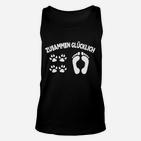 Zusammen Glücklich Schwarzes Unisex TankTop, Pfoten & Fußabdruck Design