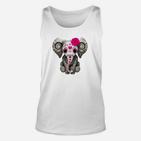 Buntes Elefanten-Design Unisex TankTop für Herren mit Rosenmotiv