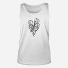 Gehirn-Herz Illustration Unisex TankTop Herren, Schwarz-Weiß Design