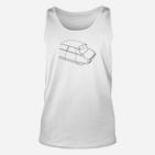 Herren Unisex TankTop mit Auto-Linienkunst, Minimalistisches Design, Weiß