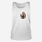 Kuscheltier-Pocket-Print Weißes Unisex TankTop, Kreatives Design Tee