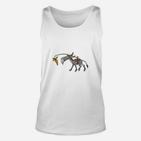 Lustiges Roboter-Einhorn Unisex TankTop mit Karottenrakete - Weiß, Einzigartiges Design