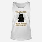 Lustiges Yoga-Katzen-Unisex TankTop Yoga, weil Mord falsch ist, Weiß