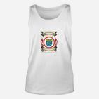 Vintage Wappen & Flammen Unisex TankTop für Herren, Retro-Design Weiß