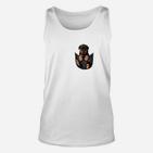 Weißes Herren-Unisex TankTop mit Hunde-Brusttaschen-Design, Lustige Männermode