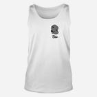 Weißes Unisex TankTop mit Hunde-Cartoon und Bär Schriftzug, Lustiges Hunde-Motiv Tee