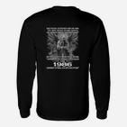 Jahrgang 1986 Geburtstags-Langarmshirts Schwarz mit Adler und Spruch