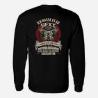 Lustiges Biker Langarmshirts für Motorradfahrer, Motorradhumor Schwarz