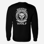 Odins Wolf Valhalla Motiv Langarmshirts für Herren, Nordische Mythologie Design