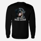 Schwarzes Bulldoggen Langarmshirts An alle meine Hasser, Humorvolles Outfit